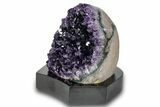 Grape Jelly Amethyst Cluster With Wood Base - Uruguay #275621-1
